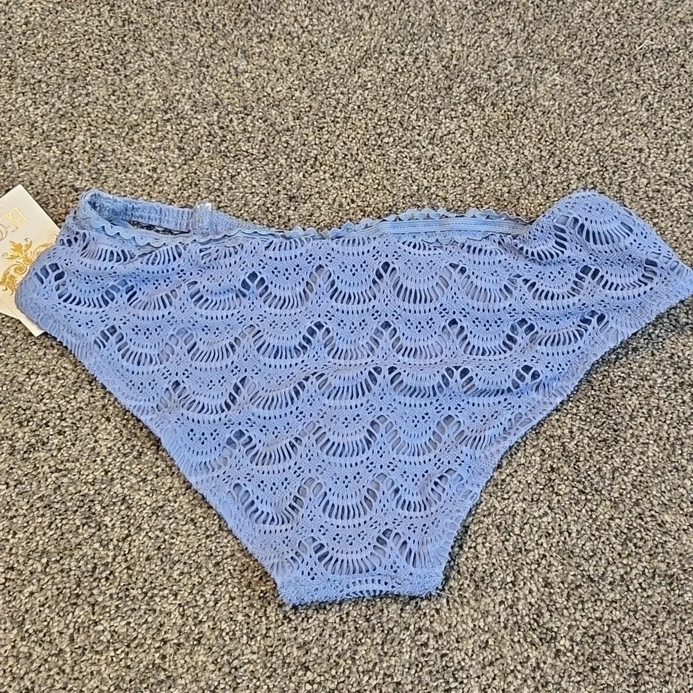 NWT Becca Elegant Lace Women's Swim Lace Panties - Blue Sz L